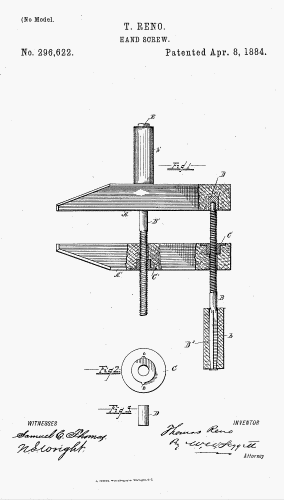Drawing in Patent 296 622 to Reno, used by Detroit Screw Works